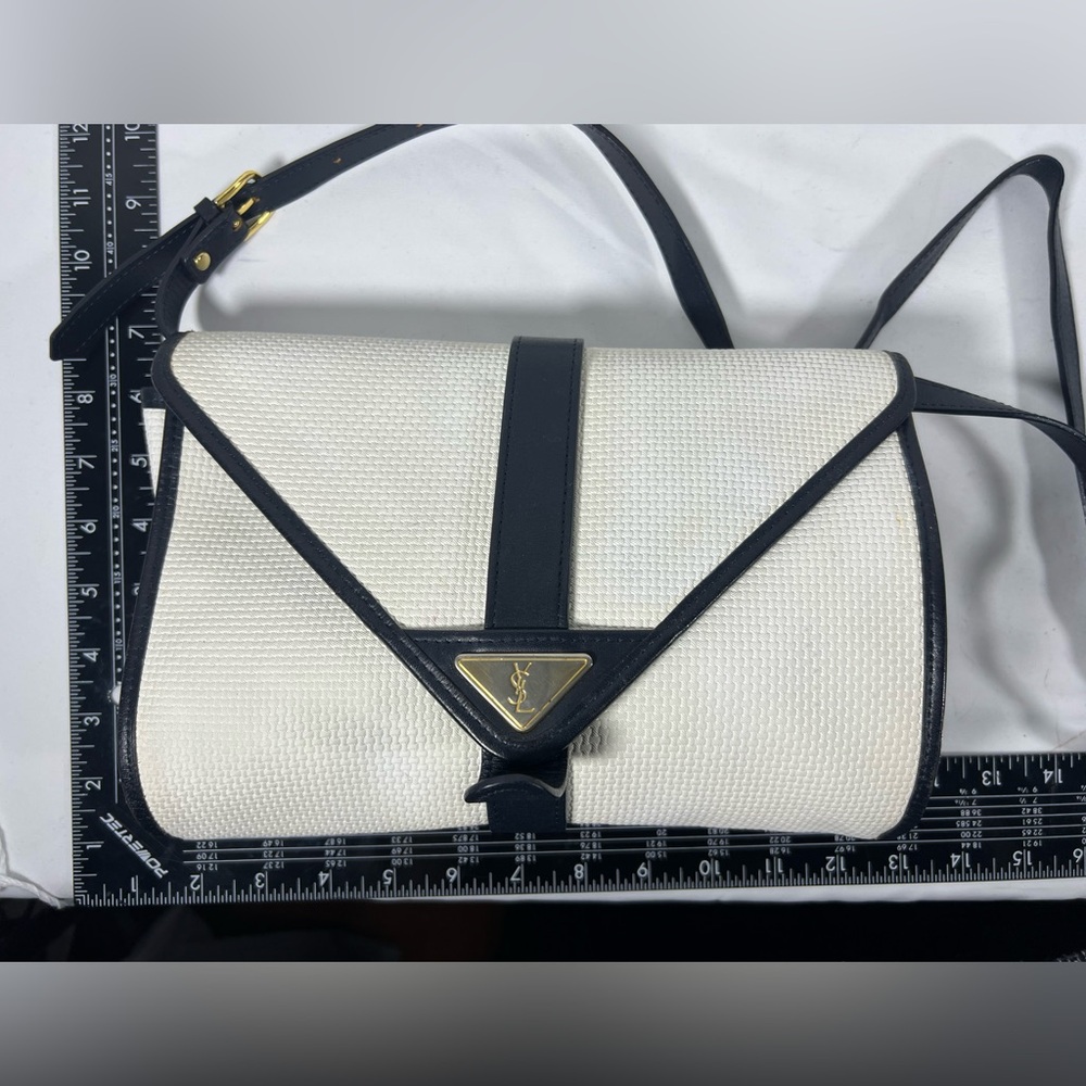 3053: Vintage YSL Triangle Logo Canvas Shoulder Bag Restoration Project - Picture 9 of 13